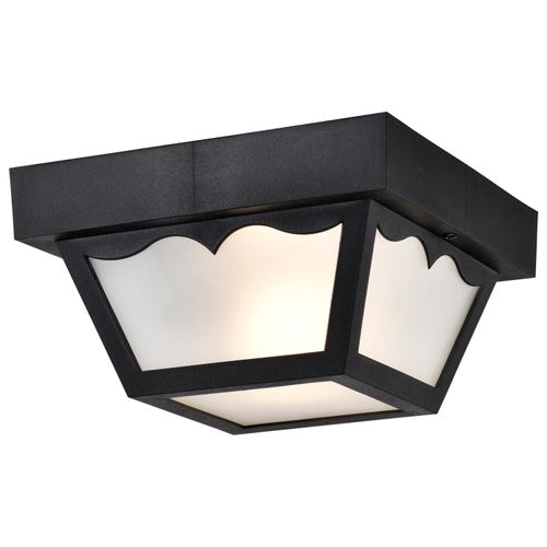 Main product image of 1 Light 8" Carport Flush Mount w/ Frosted Acrylic Panels Black Finish