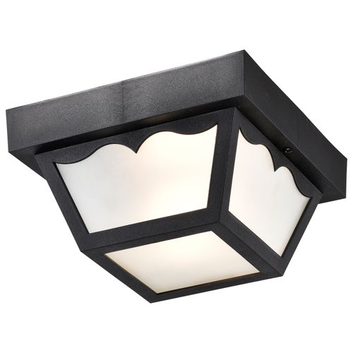 Main product image of 1 Light 8" Carport Flush Mount w/ Frosted Acrylic Panels Black Finish
