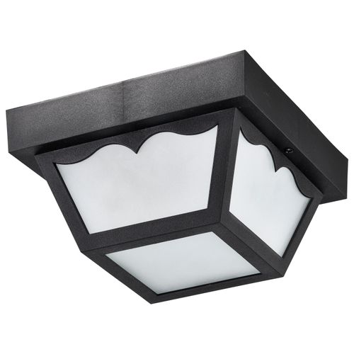 Main product image of 1 Light 8" Carport Flush Mount w/ Frosted Acrylic Panels Black Finish
