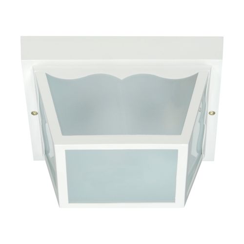 Main product image of 2 Light 10" Carport Flush Mount w/ Frosted Acrylic Panels White Finish