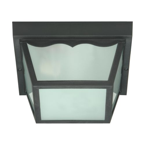 Main product image of 2 Light 10" Carport Flush Mount w/ Frosted Acrylic Panels Black Finish