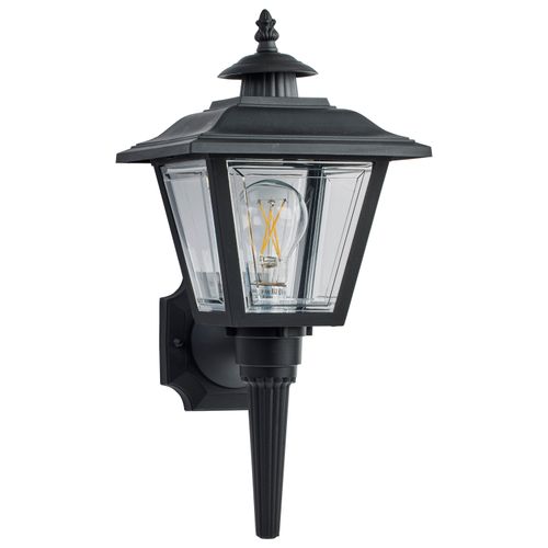 Main product image of 1 Light 17" Coach Lantern w/ Finial Beveled Acrylic Panels Black Finish