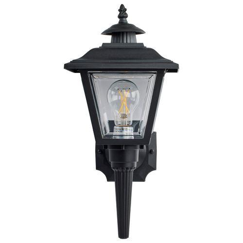 Main product image of 1 Light 17" Coach Lantern w/ Finial Beveled Acrylic Panels Black Finish