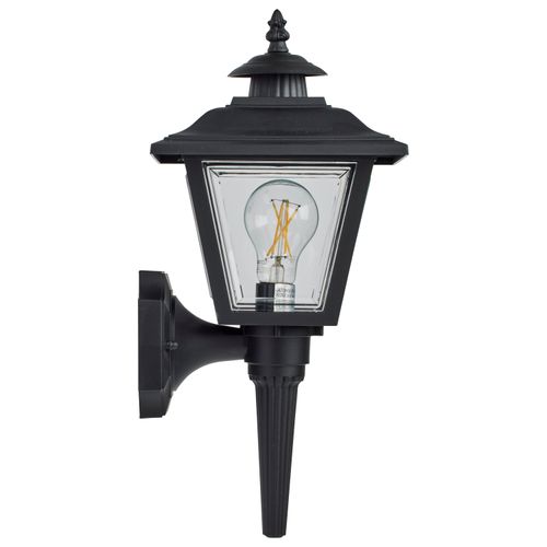 Main product image of 1 Light 17" Coach Lantern w/ Finial Beveled Acrylic Panels Black Finish