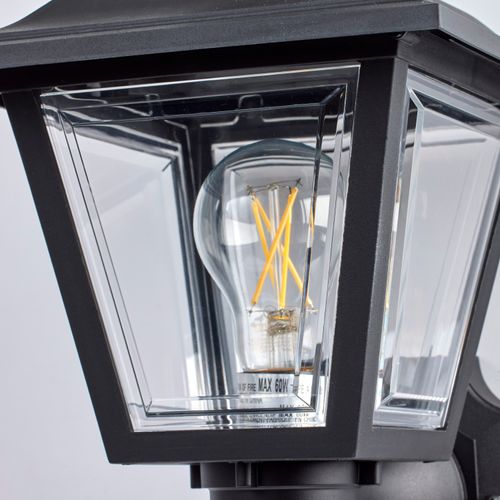 Main product image of 1 Light 17" Coach Lantern w/ Finial Beveled Acrylic Panels Black Finish