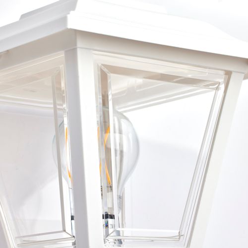 Main product image of 1 Light 17" Coach Lantern w/ Finial Beveled Acrylic Panels White Finish