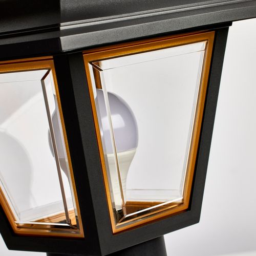 Main product image of 1 Light 13" Coach Post Top Lantern w/ Finial Beveled Acrylic Panels Black Finish