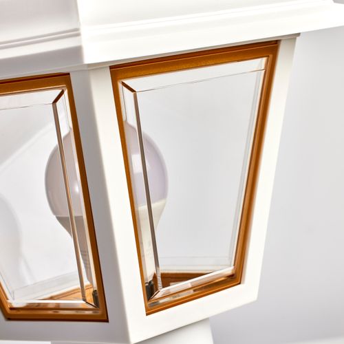 Main product image of 1 Light 13" Coach Post Top Lantern w/ Finial Beveled Acrylic Panels White Finish