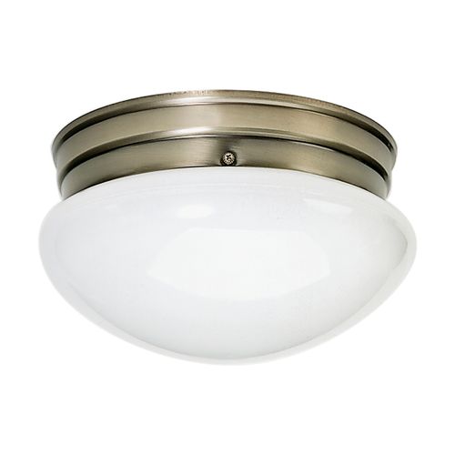 Main product image of 2 Light 10" Flush w/ White Glass Antique Brass Finish (Pack of 2)