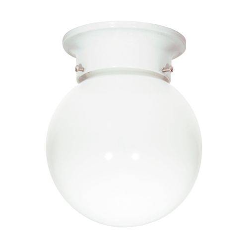 Main product image of 1 Light 6" Flush w/ White Glass White Finish