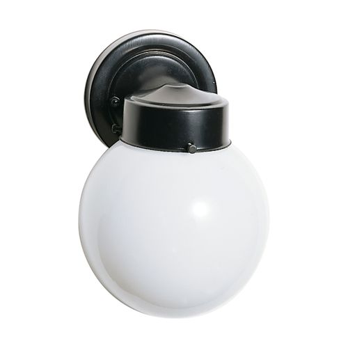 Main product image of 1 Light 6" Outdoor Wall w/ White Glass Black Finish