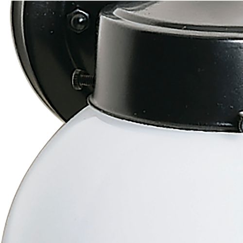 Main product image of 1 Light 6" Outdoor Wall w/ White Glass Black Finish