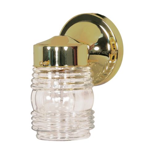 Main product image of 1 Light 6" Mason Jar w/ Clear Glass Polished Brass Finish (Pack of 3)