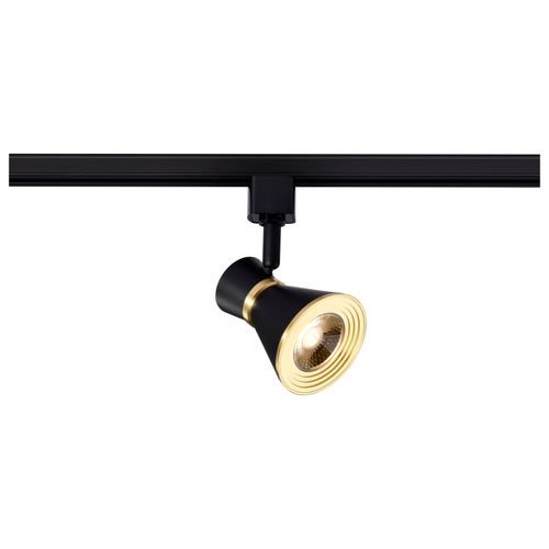 Main product image of 12 Watt LED Cinch Track Head 3000K Matte Black and Brushed Brass Finish