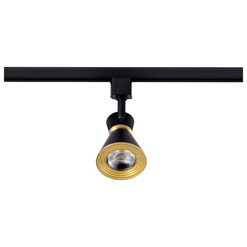 Main product image of 12 Watt LED Cinch Track Head 3000K Matte Black and Brushed Brass Finish
