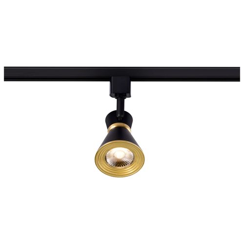 Main product image of 12 Watt LED Cinch Track Head 3000K Matte Black and Brushed Brass Finish
