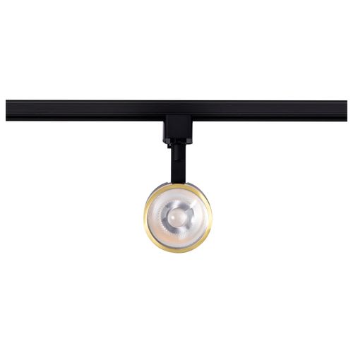 Main product image of 12 Watt LED Track Head Round 3000K Matte Black and Brushed Brass Finish