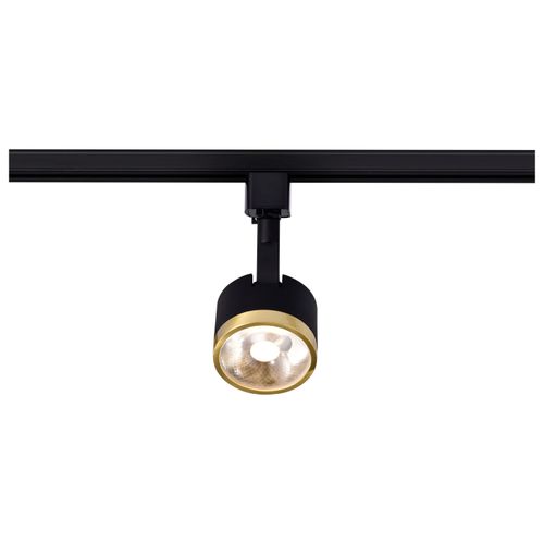 Main product image of 12 Watt LED Track Head Round 3000K Matte Black and Brushed Brass Finish