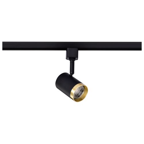Main product image of 12 Watt LED Small Cylindrical Track Head 3000K Matte Black and Brushed Brass Finish
