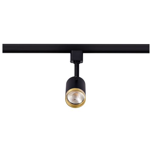 Main product image of 12 Watt LED Small Cylindrical Track Head 3000K Matte Black and Brushed Brass Finish