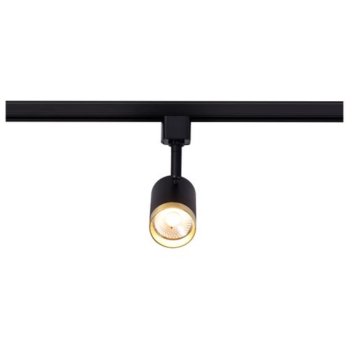 Main product image of 12 Watt LED Small Cylindrical Track Head 3000K Matte Black and Brushed Brass Finish