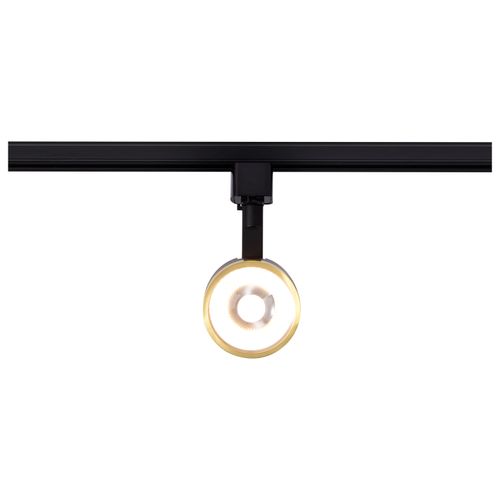 Main product image of 12 Watt LED Track Head Round 3000K Matte Black and Brushed Brass Finish