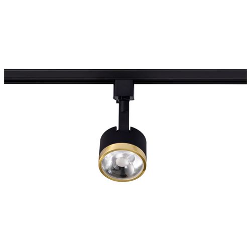 Main product image of 12 Watt LED Track Head Round 3000K Matte Black and Brushed Brass Finish