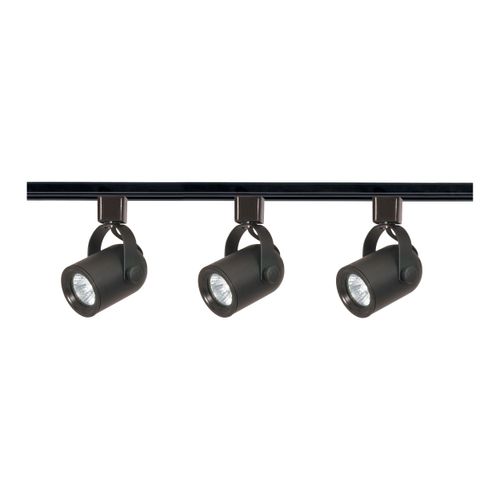 Main product image of 3 Light MR16 Round Back Track Kit 4 foot Track Line Voltage Black