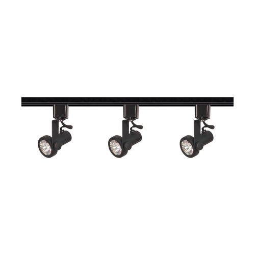 Main product image of 3 Light MR16 Gimbal Ring Track Kit 4 foot Track Line Voltage Black