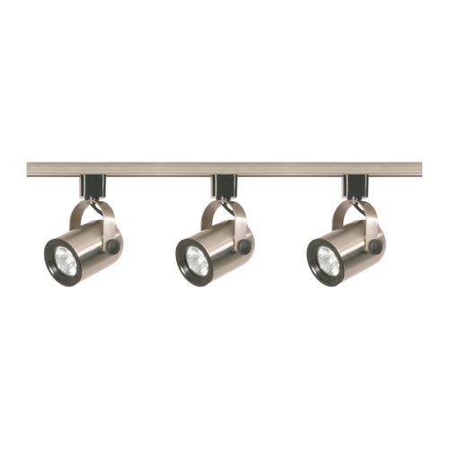 Main product image of 3 Light MR16 Round Back Track Kit 4 foot Track Line Voltage Brushed Nickel