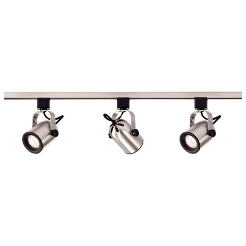 Main product image of 3 Light MR16 Round Back Track Kit 4 foot Track Line Voltage Brushed Nickel