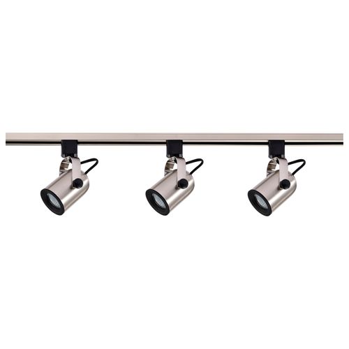 Main product image of 3 Light MR16 Round Back Track Kit 4 foot Track Line Voltage Brushed Nickel
