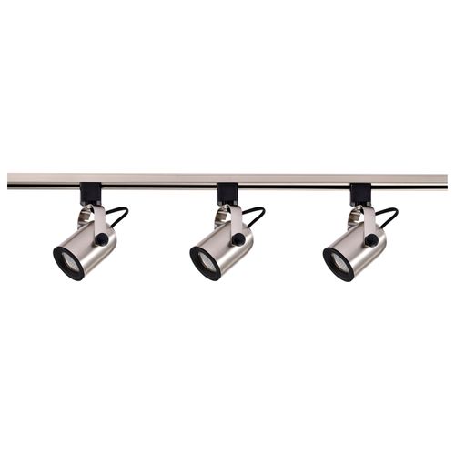 Main product image of 3 Light MR16 Round Back Track Kit 4 foot Track Line Voltage Brushed Nickel