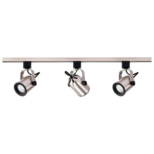 Main product image of 3 Light MR16 Round Back Track Kit 4 foot Track Line Voltage Brushed Nickel