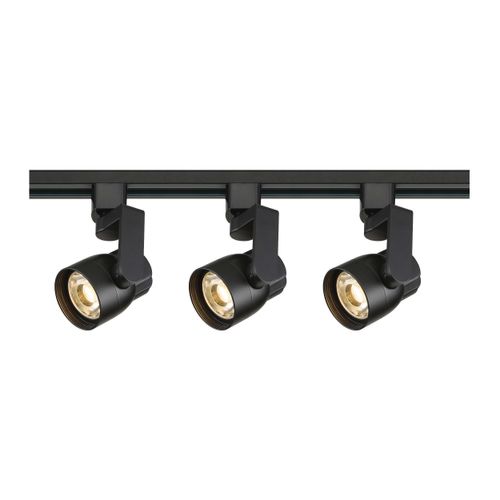 Main product image of Track Lighting Kit 12 Watt LED 3000K 4 foot Track 36 degree Round shape w/ angle arm Black finish