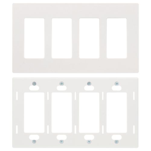 Main product image of Claro 4 Gang Wall Plate for Decorator/Rocker Switches, Satin (Architectural White)