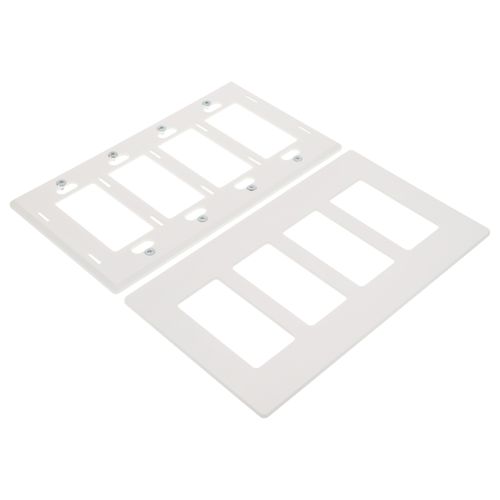 Main product image of Claro 4 Gang Wall Plate for Decorator/Rocker Switches, Satin (Architectural White)