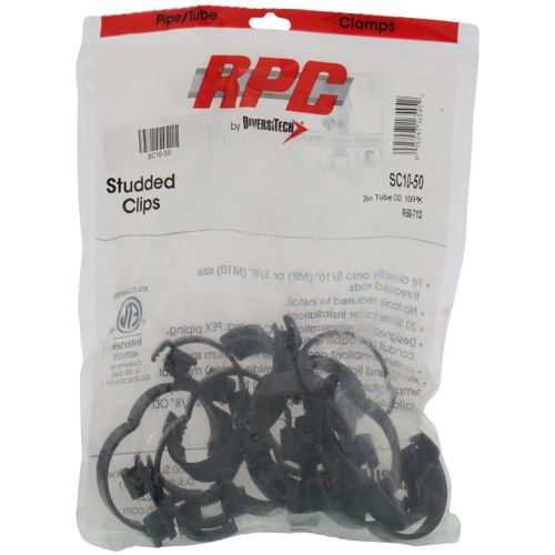 Main product image of 2" Tube OD Studded Clip Fits 3/8" Rod (Box of 10)
