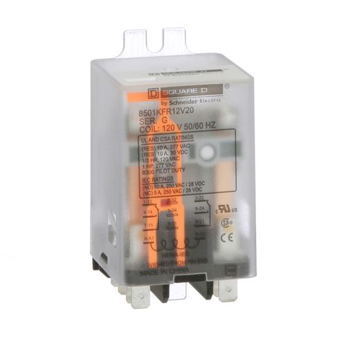 Main product image of Plug-In Relay, Type KF, Flange-Mounted, DPDT, 2NO/2NC, 10A, 120 VAC Coil, 8501KFR12V20