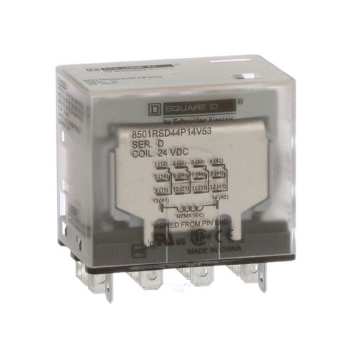 Main product image of Plug-In Relay, 14-Blade, 4NO/4NC, 15A, 24 VDC Coil, 8501RSD44P14V53