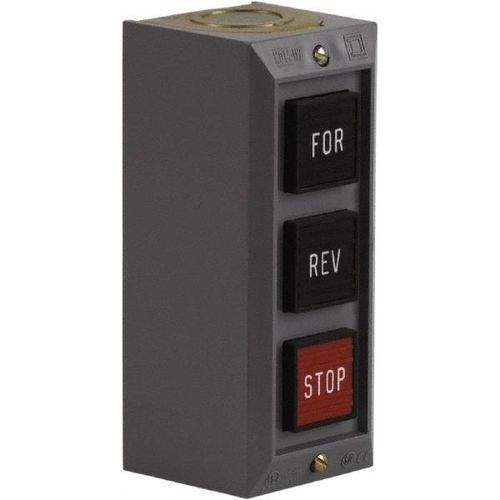 Main product image of Push-Button Control Station, Momentary, 2NO/3NC, Forward, Reverse & Stop 3 Pushbutton Operators, Projecting Operator, 1 NEMA Rating, 9001BG302