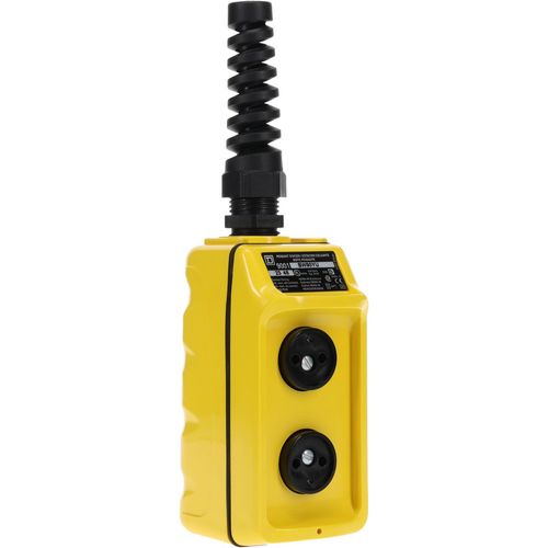 Main product image of Pendant Control Station, Momentary, 4NO/4NC, No Legend 2 Pushbutton Operators, Flush Push Button Operator, 1, 3, 3R, 4 & 4X NEMA Rating, Yellow, 9001BW90YU