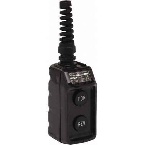 Main product image of Pendant Control Station, Momentary, 4NO, Forward & Reverse 2 Pushbutton Operators, Flush Push Button Operator, 4 NEMA Rating, Black, 9001BW93B