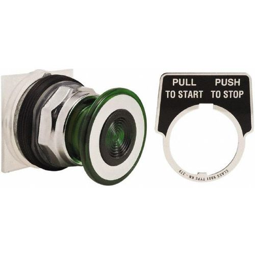 Main product image of Push-Button Switch, 30 mm Mounting Hole Dia, Maintained, Green Pushbutton, Maintained, 9001KR9G
