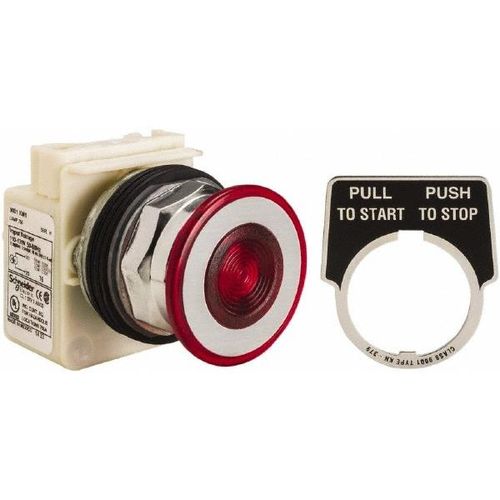 Main product image of Push-Button Switch, 30 mm Mounting Hole Dia, Maintained, Red Pushbutton, Maintained, 9001KR9P1R