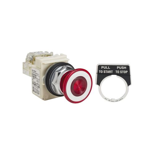 Main product image of Push Button, Harmony 9001K, 41mm, Red, LED, 24...28V, 1CO, Mushroom, 9001KR9P35LRRH13