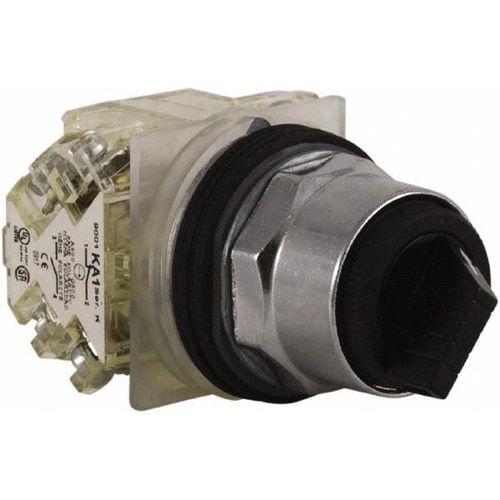 Main product image of 2 Position Selector Switch, Maintained (MA), 600V, 10 Amp, Black Knob & Push Button NEMA1, 12, 13, 2, 3, 3R, 4 & 6, 9001KS11BH2