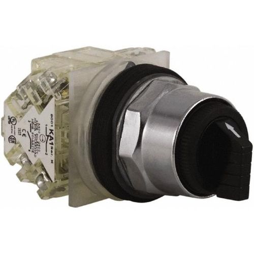 Main product image of 3 Position Selector Switch, Maintained (MA), 600V, 10 Amp, Black Knob & Push Button NEMA1, 12, 13, 2, 3, 3R, 4 & 6, 9001KS43BH2