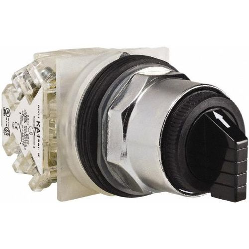Main product image of 3 Position Selector Switch, Maintained (MA), 600V, 10 Amp, Black Knob & Push Button NEMA1, 12, 13, 2, 3, 3R, 4 & 6, 9001KS49BH2