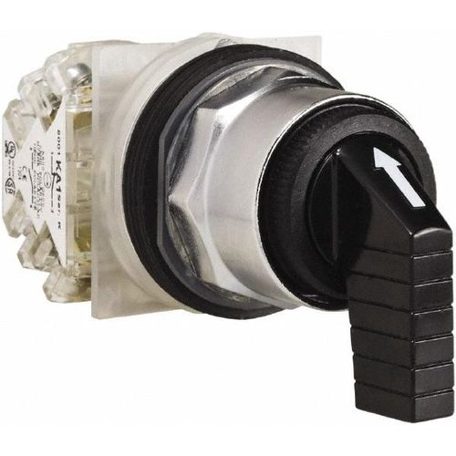 Main product image of 3 Position Selector Switch, Momentary (MO), 600V, 10 Amp, Black Knob & Push Button NEMA1, 12, 13, 2, 3, 3R, 4 & 6, 9001KS53FBH13